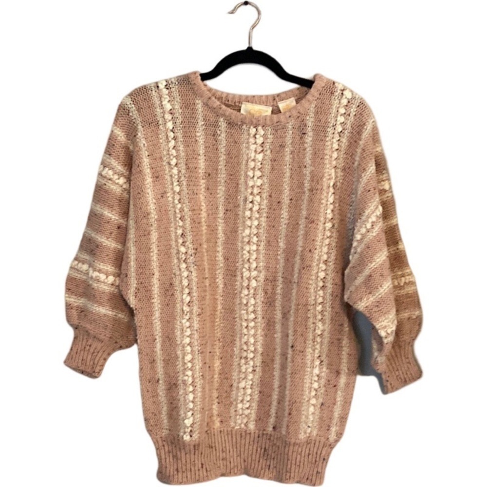 Vintage C.G -Career Guild  wool blend striped puff sleeve sweater size Large